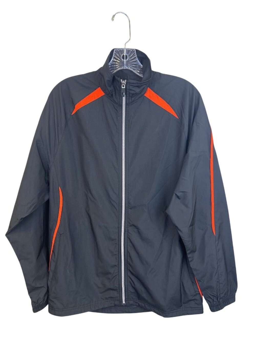 Vtg Holloway Adult S Windbreaker Golf Jacket Gray Orange Full Zip